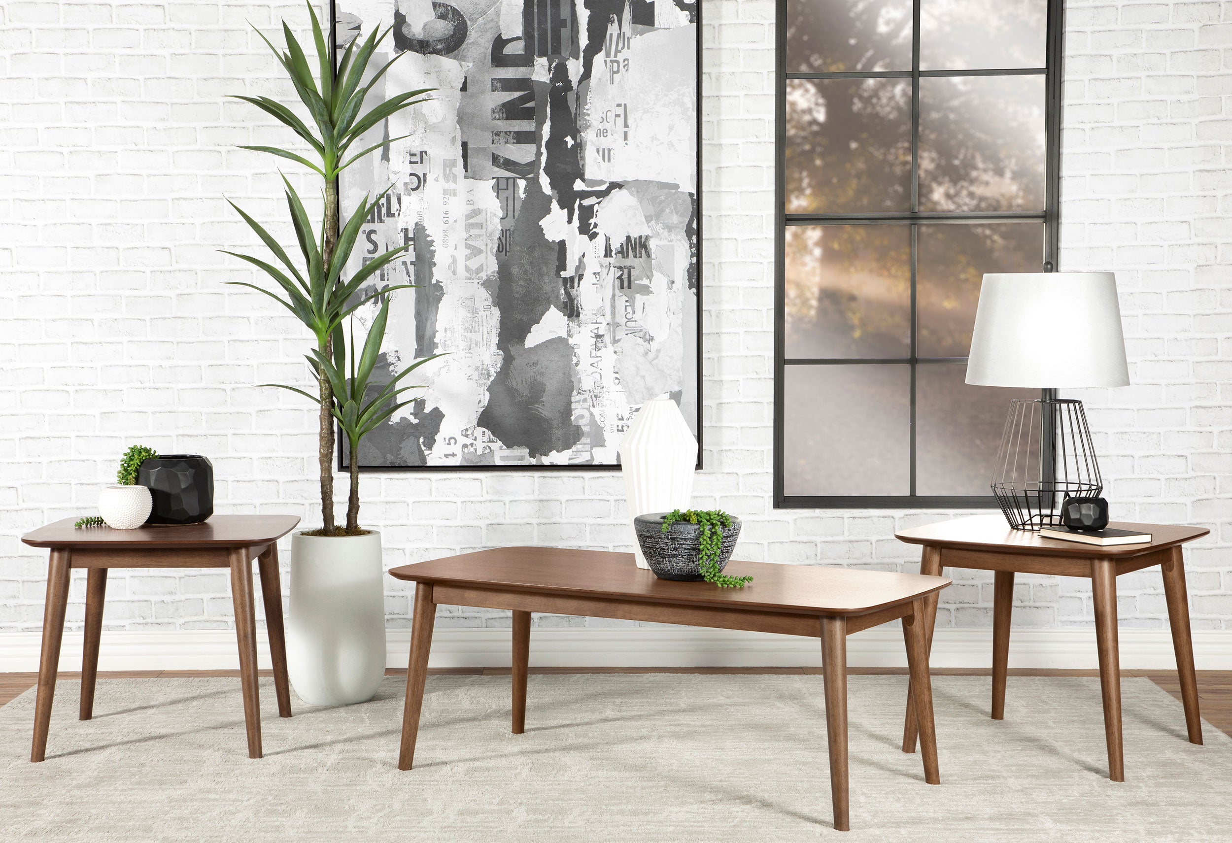 Radley 3-piece Rectangular Coffee Table Set Natural Walnut — view 1
