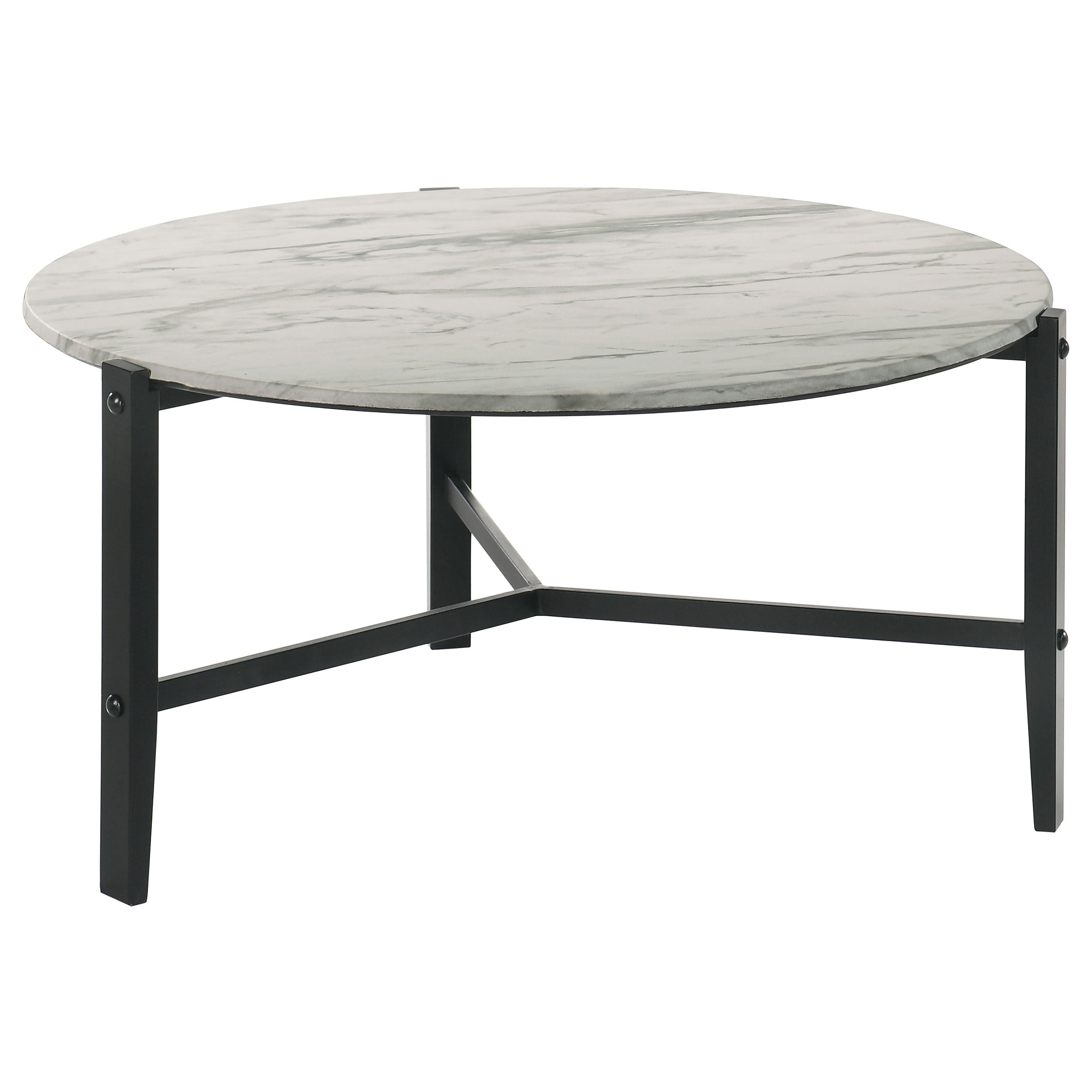 Tandi Round Faux Marble Coffee Table White and Black — view 1