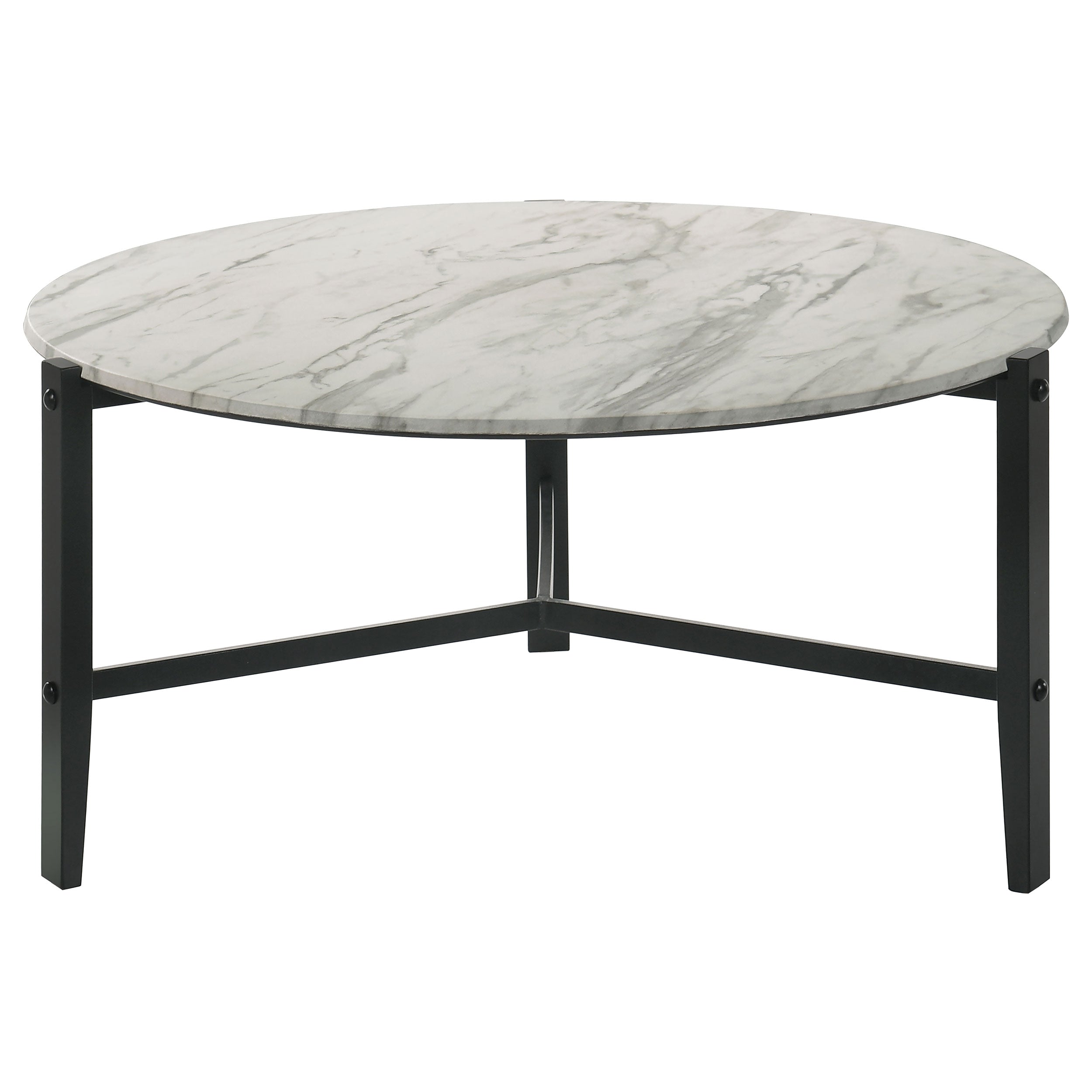 Tandi Round Faux Marble Coffee Table White and Black — view 3