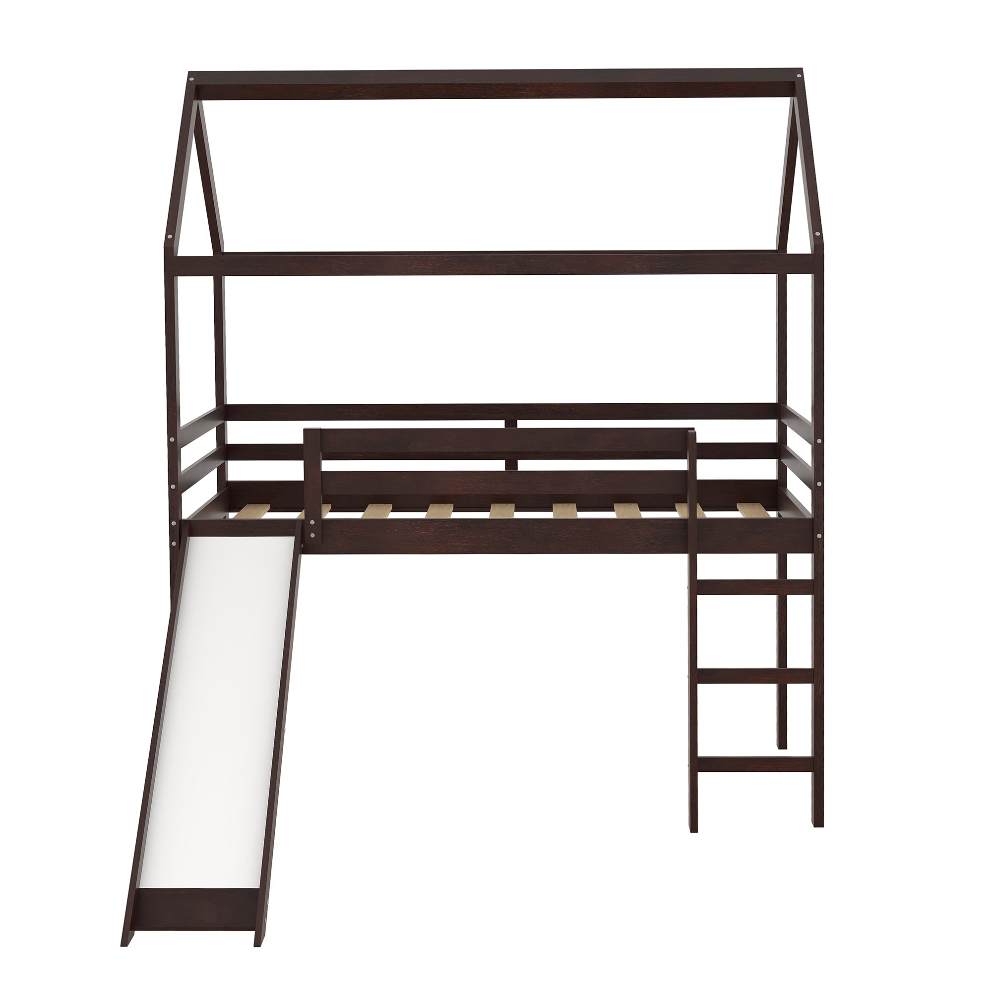 Twin Loft Bed with Slide, House Bed with Slide,Gray(OLD SKU :WF286245AAP) - Atlantic Fine Furniture Melbourne FL