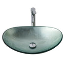 Tempered Glass Vessel Sink With Boat Shape Pop-Up Drain