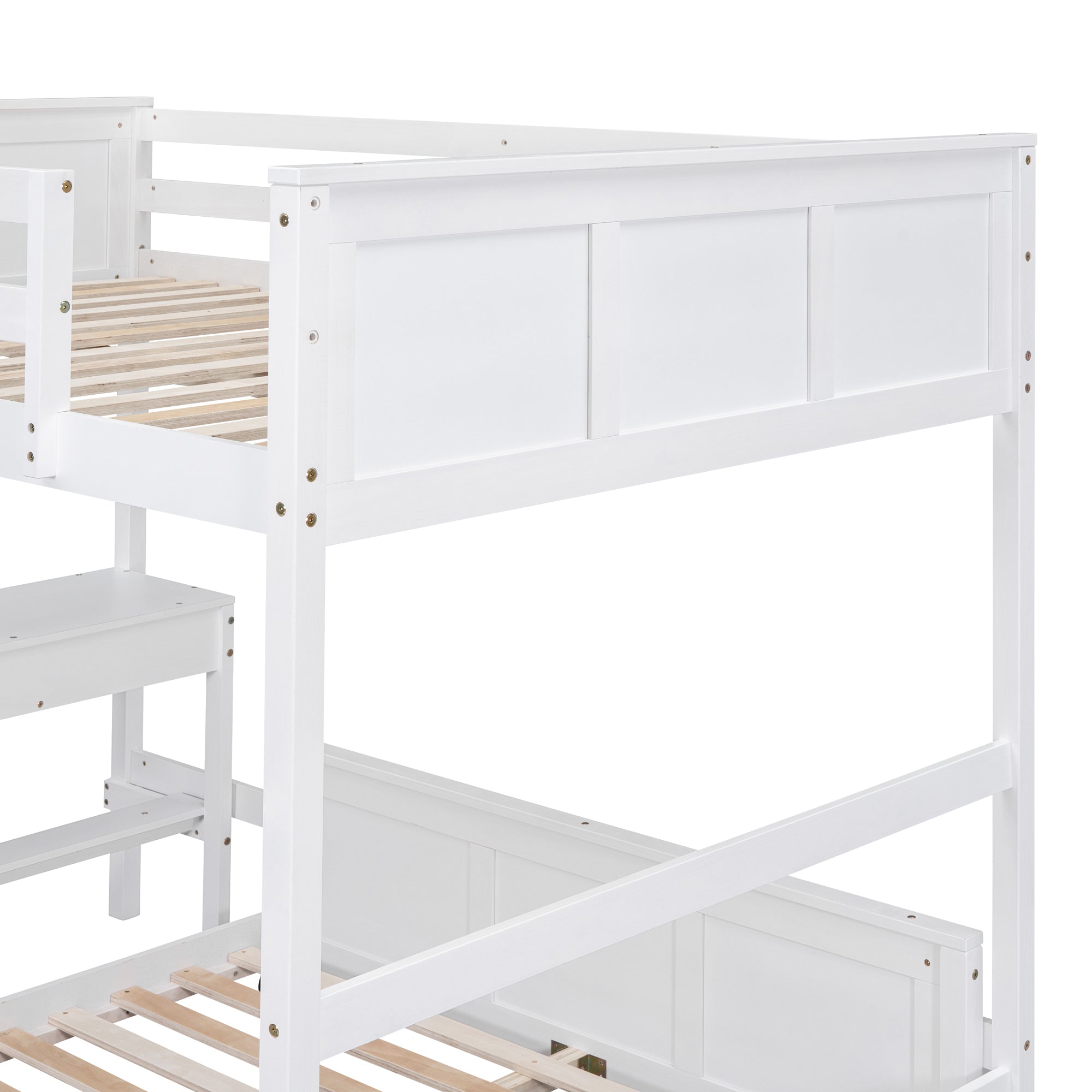 Full Over Full Bunk Bed with Desk, White - Atlantic Fine Furniture Melbourne FL
