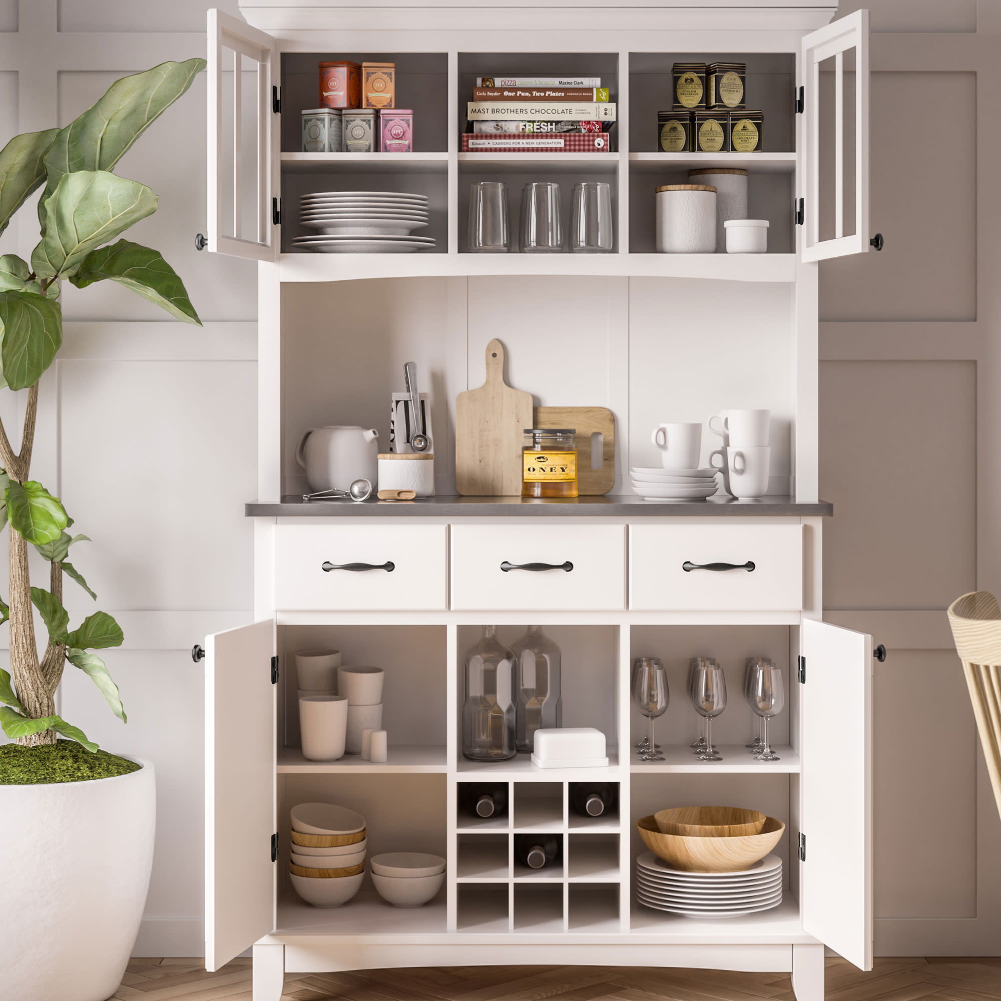 Buffet Of Buffets - Buffet With Hutch Stainless Steel Top