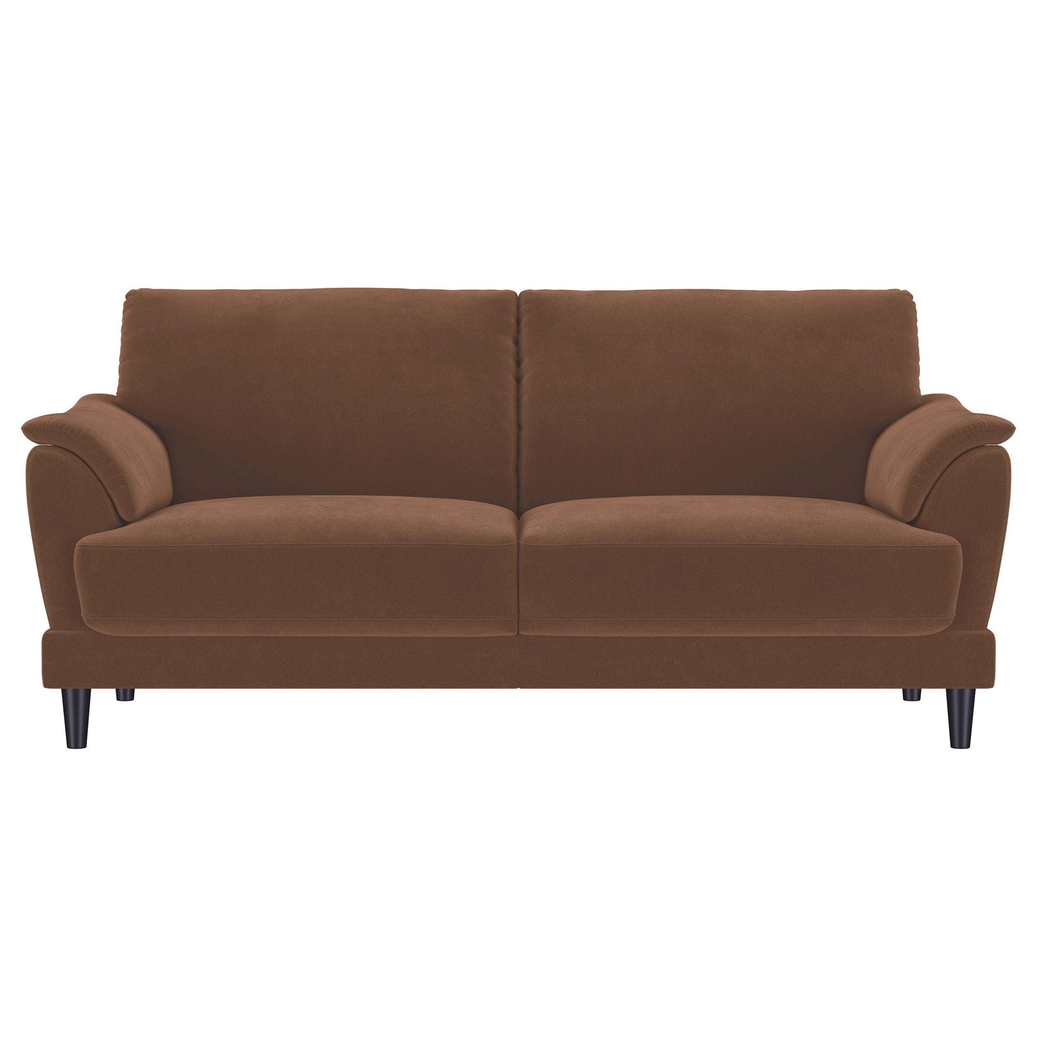 Selma Velvet Upholstered Crescent Arm Sofa Rust