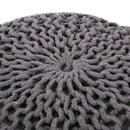 Hazel - Modern Knitted Cotton Yarn Round Pouf With Eco Friendly Pet Fibers - Dark Gray