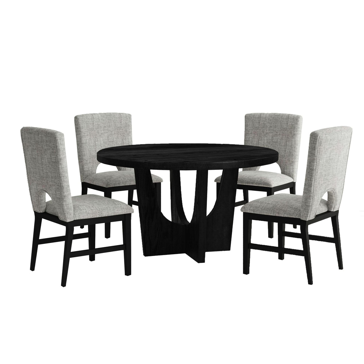 Oregon 5 Piece Standard Height Dining Set (Round Table And Four Chairs) in Black by Elements International