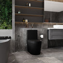 1.1 / 1.60 Gpf Dual Flush 1 Piece Toilet, Water Saving Elongated Comfort Height Floor Mounted, Soft Close Seat, 1000 Gram Map Flushing Score Toilet - Matte Black