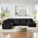 Oversized Sectional Sofa U - Shaped Sofa Couch Modern Sofa Upholstered In Soft Corduroy With A Chaise Lounge For Living Room