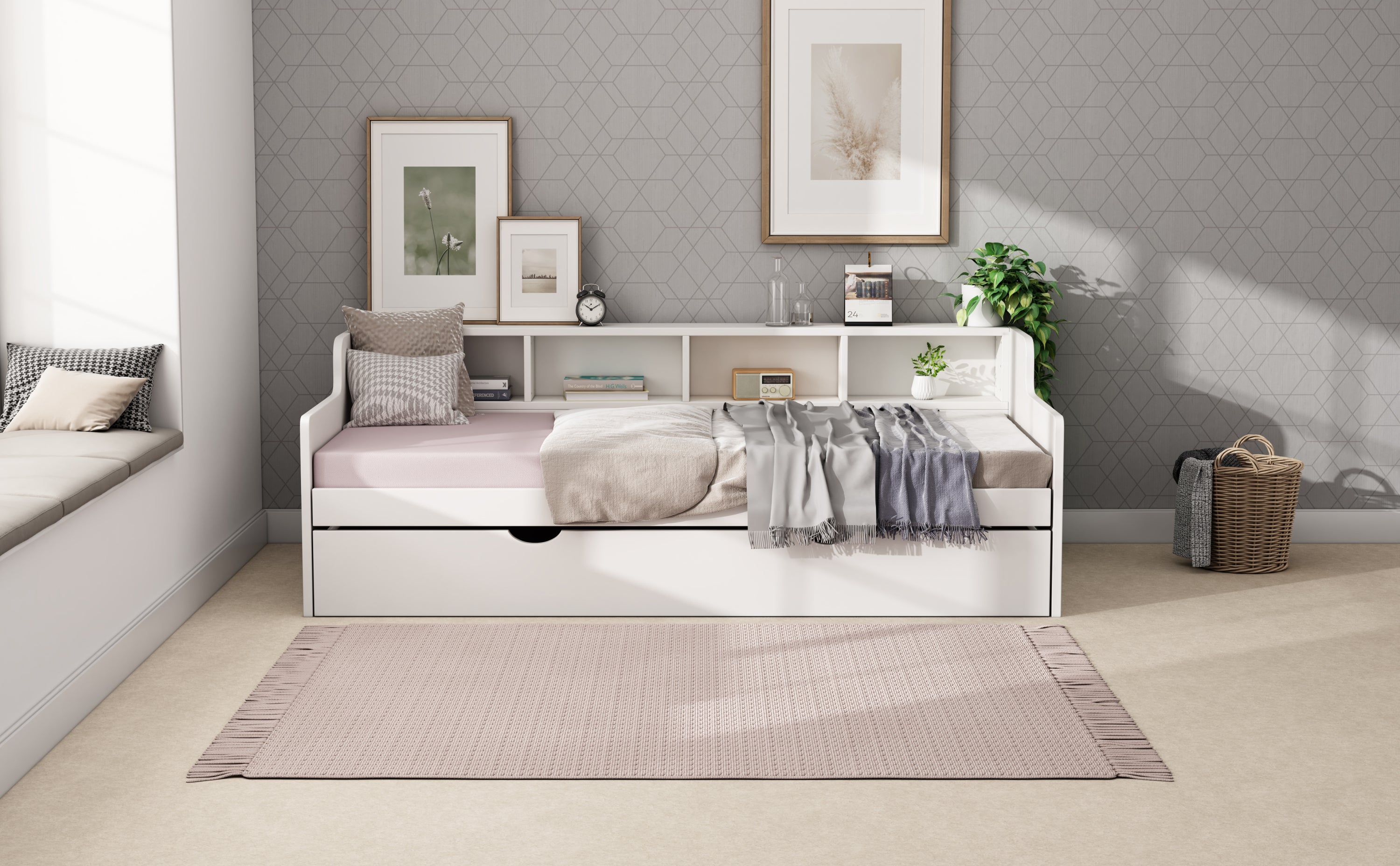 Twin Size Wooden Day Bed with 3 Trawers for Guest Room, Small Bedroom, Study Room, White - Atlantic Fine Furniture Melbourne FL
