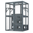 Outdoor Cat House With Shelves And Weather Protection, Removable Wood Boxes - Gray