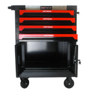 Removable 4 Drawer Metal Tool Cart With Lock - Black / Red