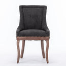 Ultra Side Dining Chair, Thickened Fabric Chairs With Neutrally Toned Solid Wood Legs, Bronze Nail Head (Set of 2)