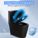 1.1 / 1.60 Gpf Dual Flush 1 Piece Toilet, Water Saving Elongated Comfort Height Floor Mounted, Soft Close Seat, 1000 Gram Map Flushing Score Toilet - Matte Black