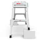 Aluminum Work Platform Large Size Step Stool Folding Portable Work Bench 40" Width Telescopic Feet Height Adjustable - Gray