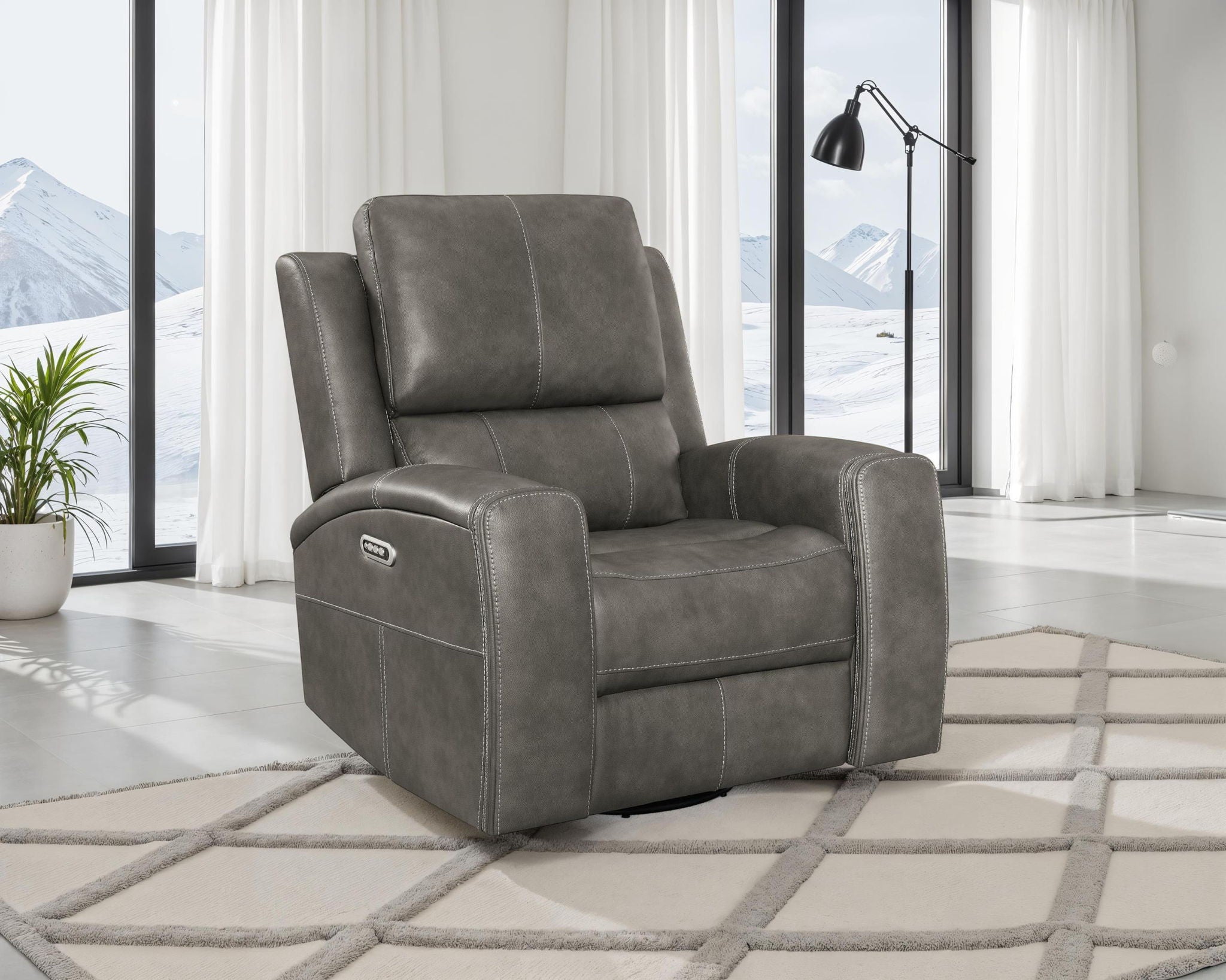 Brickston Triple Power Swivel Glider Recliner Charcoal