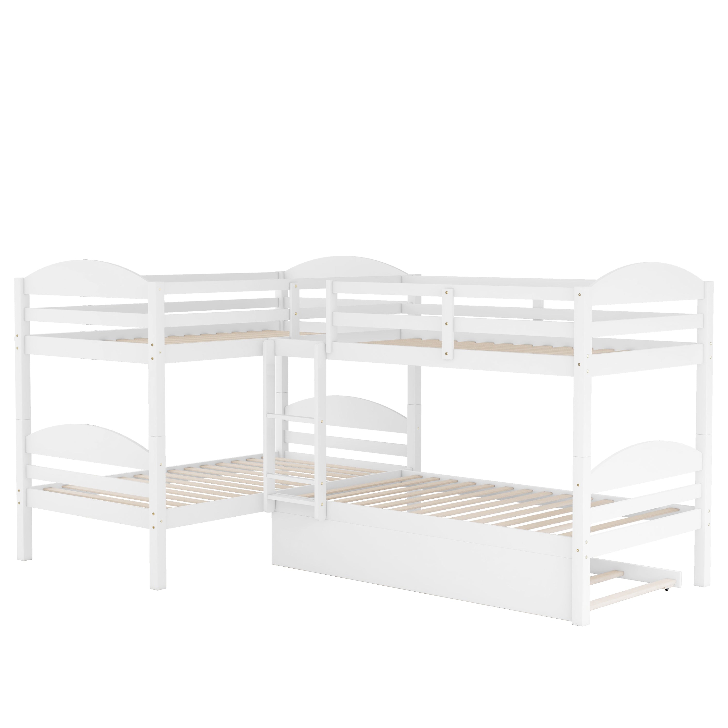 Twin L-Shaped Bunk bed with Trundle-White{OLD SKU:LP000024AAK} - Atlantic Fine Furniture Melbourne FL