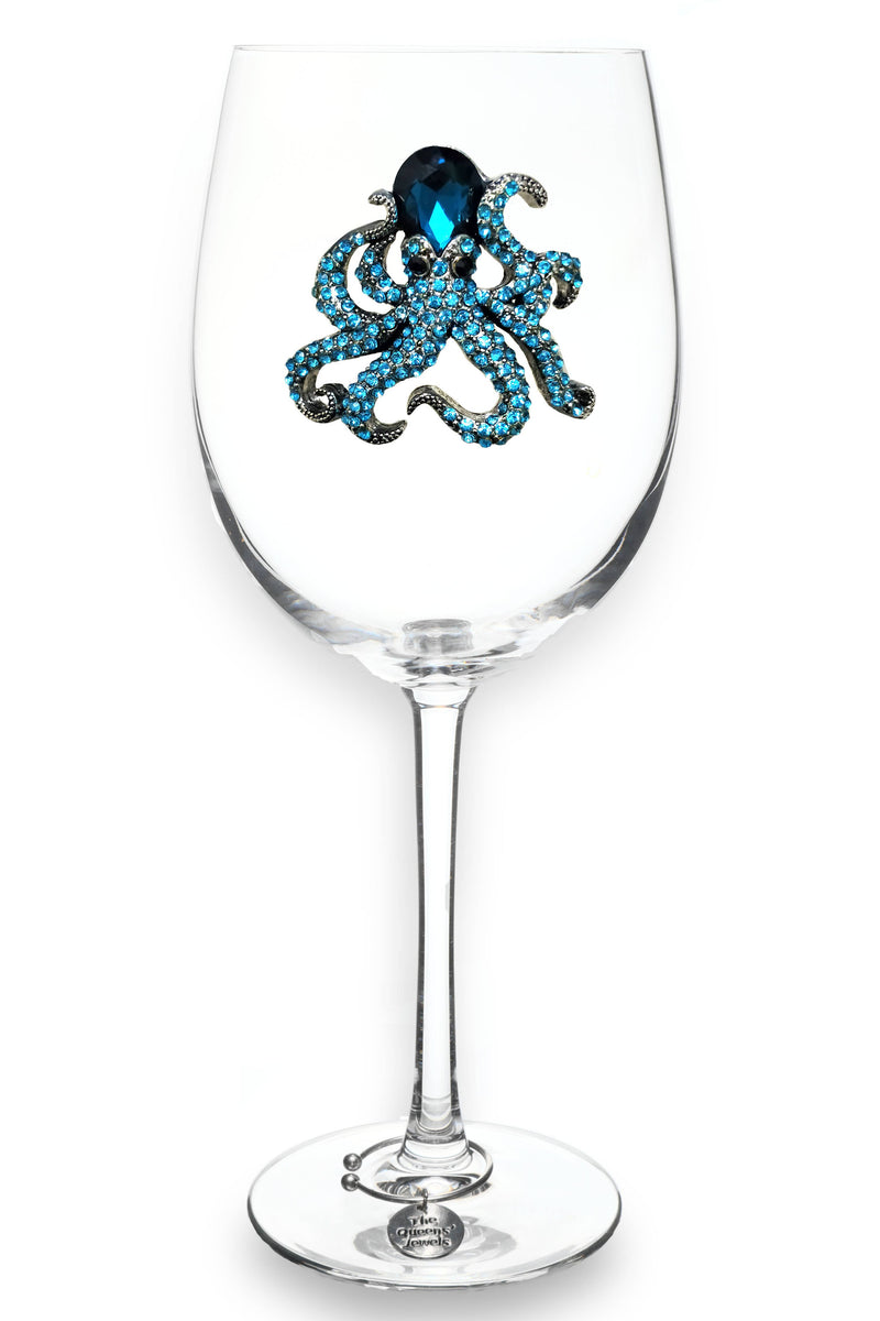 Octopus Jeweled Stemmed Wine Glass