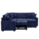 L-Shape Sofa Bed Pull-Out Sleeper Sofa With Wheels, USB Ports, Power Sockets For Living Room