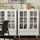 Minimalist Buffet Cabinet With Double Glass Doors And Drawer