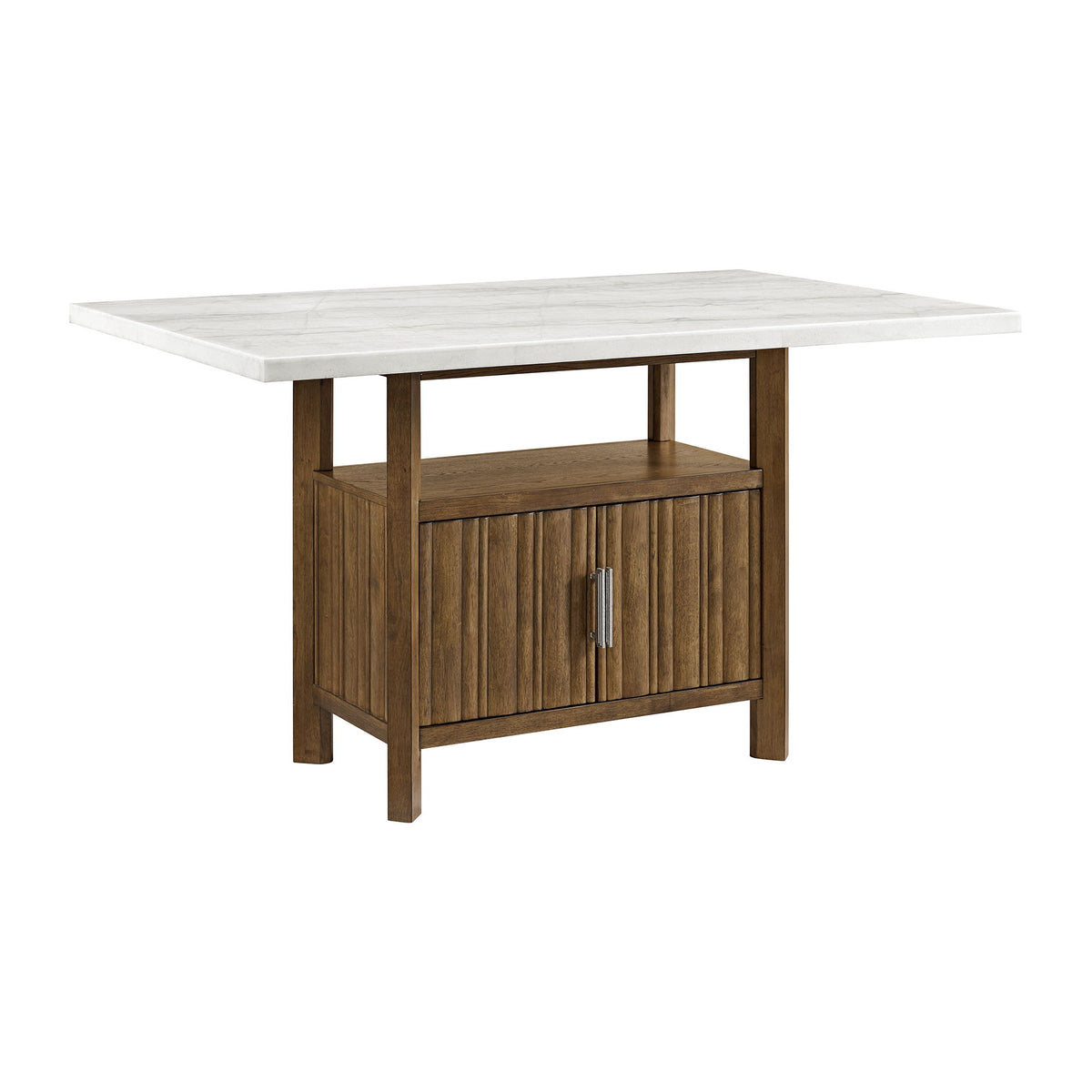 Carmela Rectangular Counter Table With Marble Top in Brown / White by Elements International