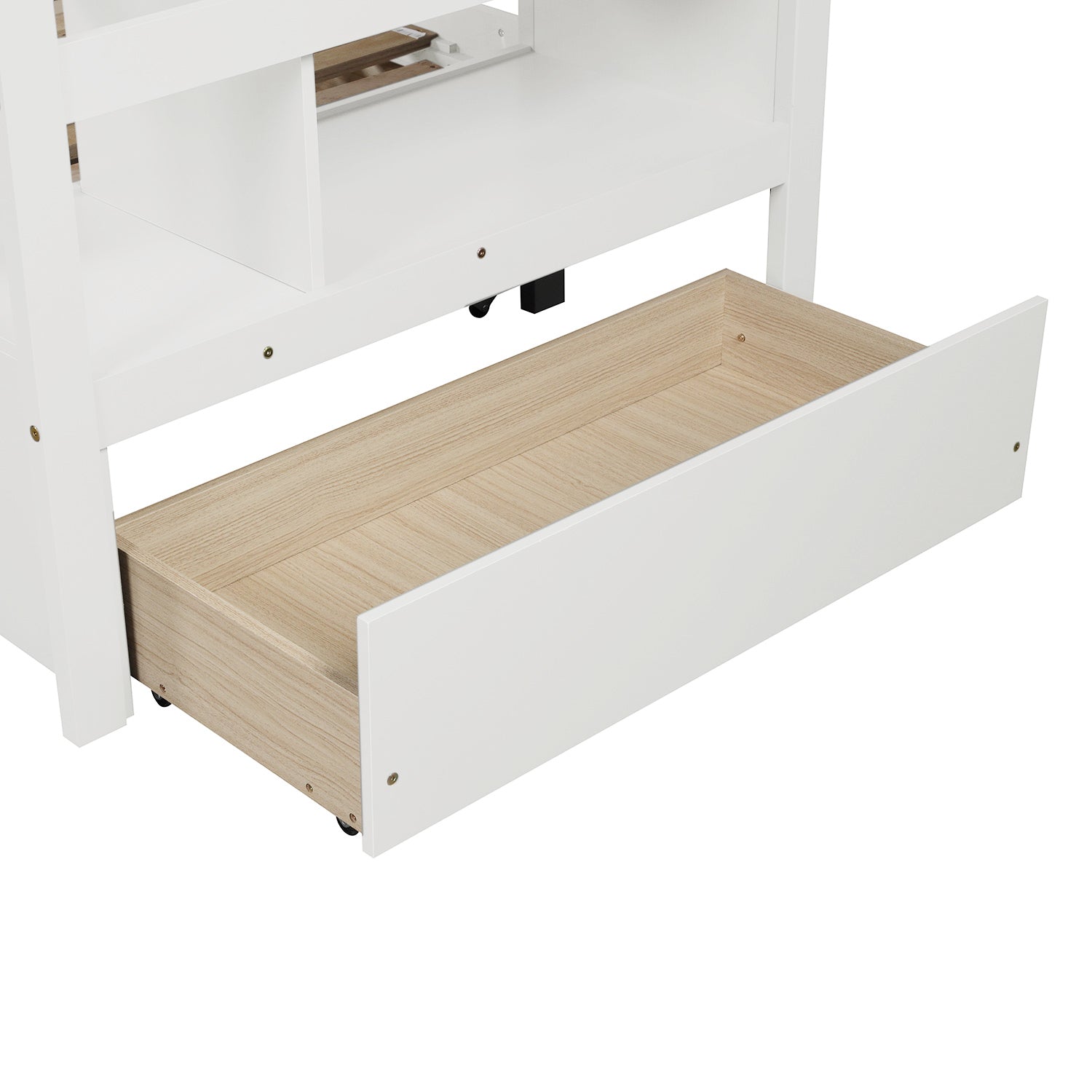 Twin over Twin/King (Irregular King Size) Bunk Bed with Twin Size Trundle, Extendable Bunk Bed (White)(OLD SKU :LP000032AAK) - Atlantic Fine Furniture Melbourne FL