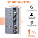 6 Door Lockers With Lock For Employees, Storage Cabinet For Home, Gym, Office, School, Garage - Gray