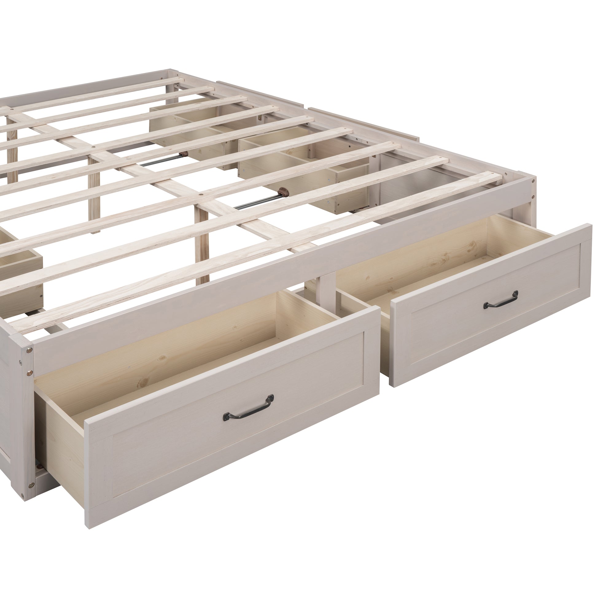 Full Size Platform Bed with 6 Storage Drawers,Antique White - Atlantic Fine Furniture Melbourne FL