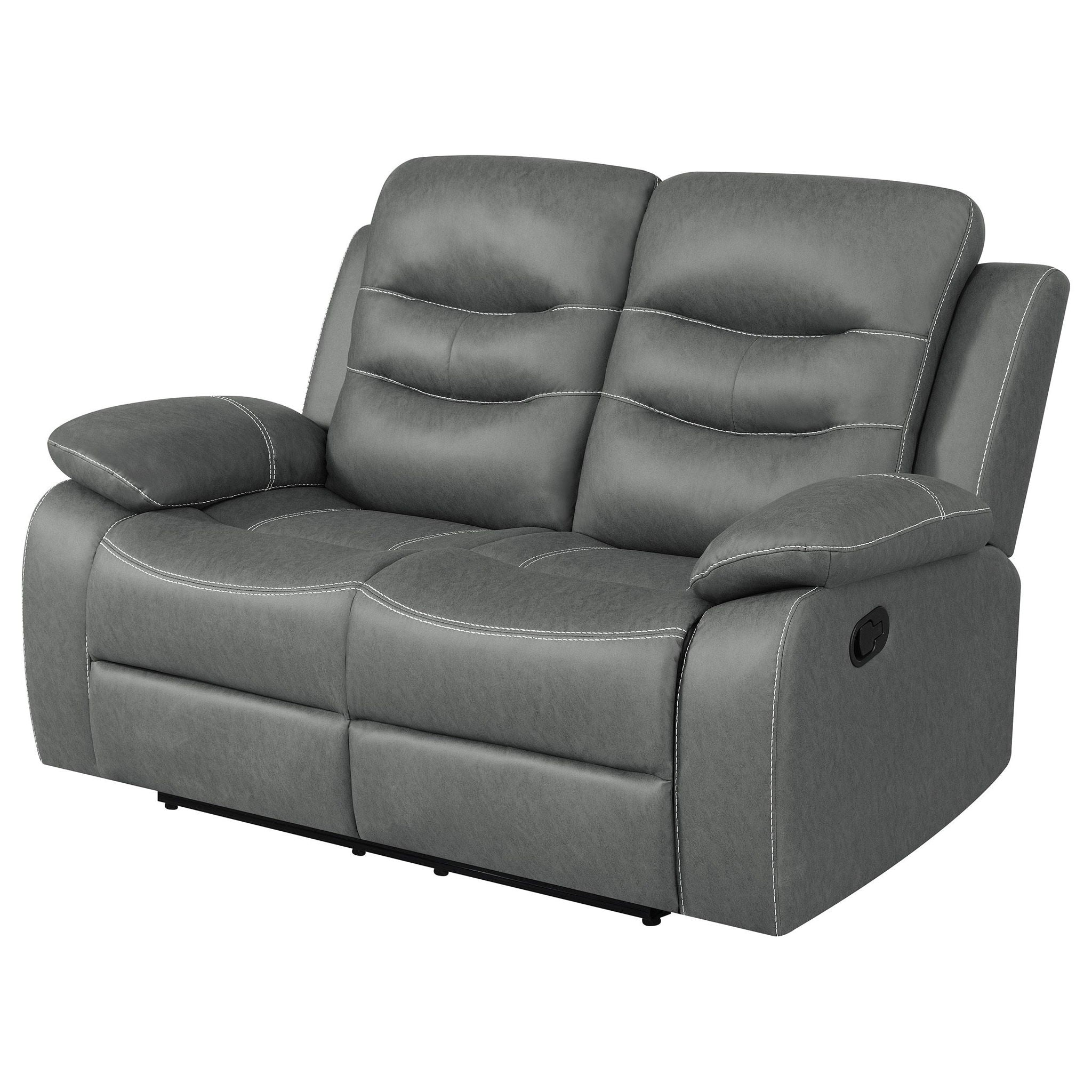 Nova Upholstered Padded Arm Reclining Loveseat Dark Grey - Atlantic Fine Furniture Melbourne FL