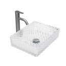 Rectangle Vessel Sink With Diamond Texture With Pop Up Drain (No Faucet) - White