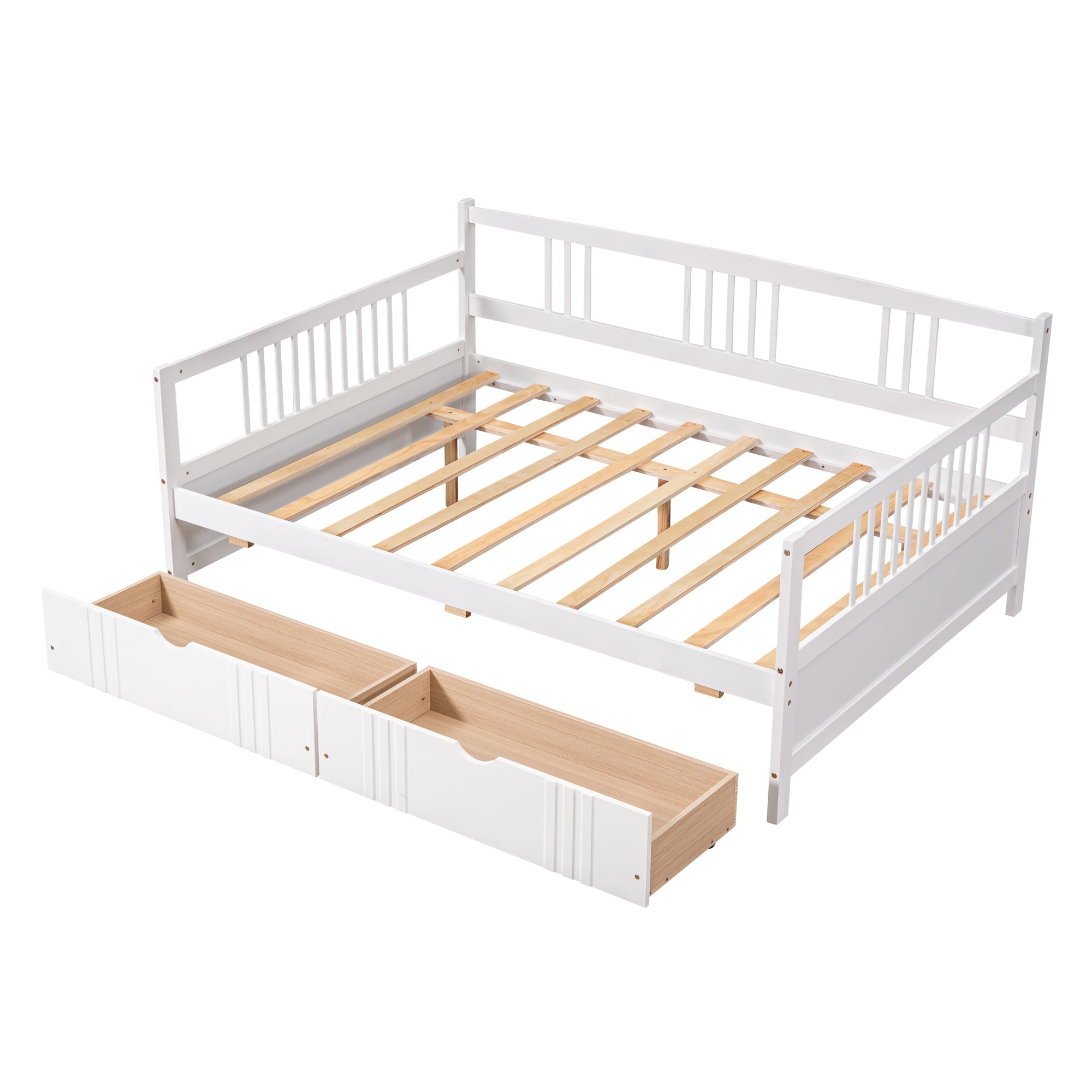 Full Size Daybed Wood Bed with Two Drawers,White(OLD SKU:LP000058AAK) - Atlantic Fine Furniture Melbourne FL