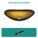 Vessel Sink With Pop Up Drain, Boat Shape Above Counter Bathroom Sink - Gold