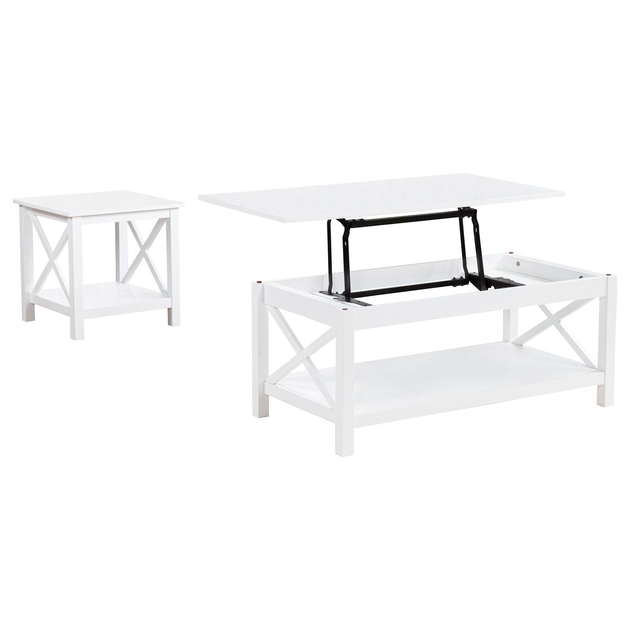 Skyview 2-piece Rectangular Lift Top Coffee Table Set White