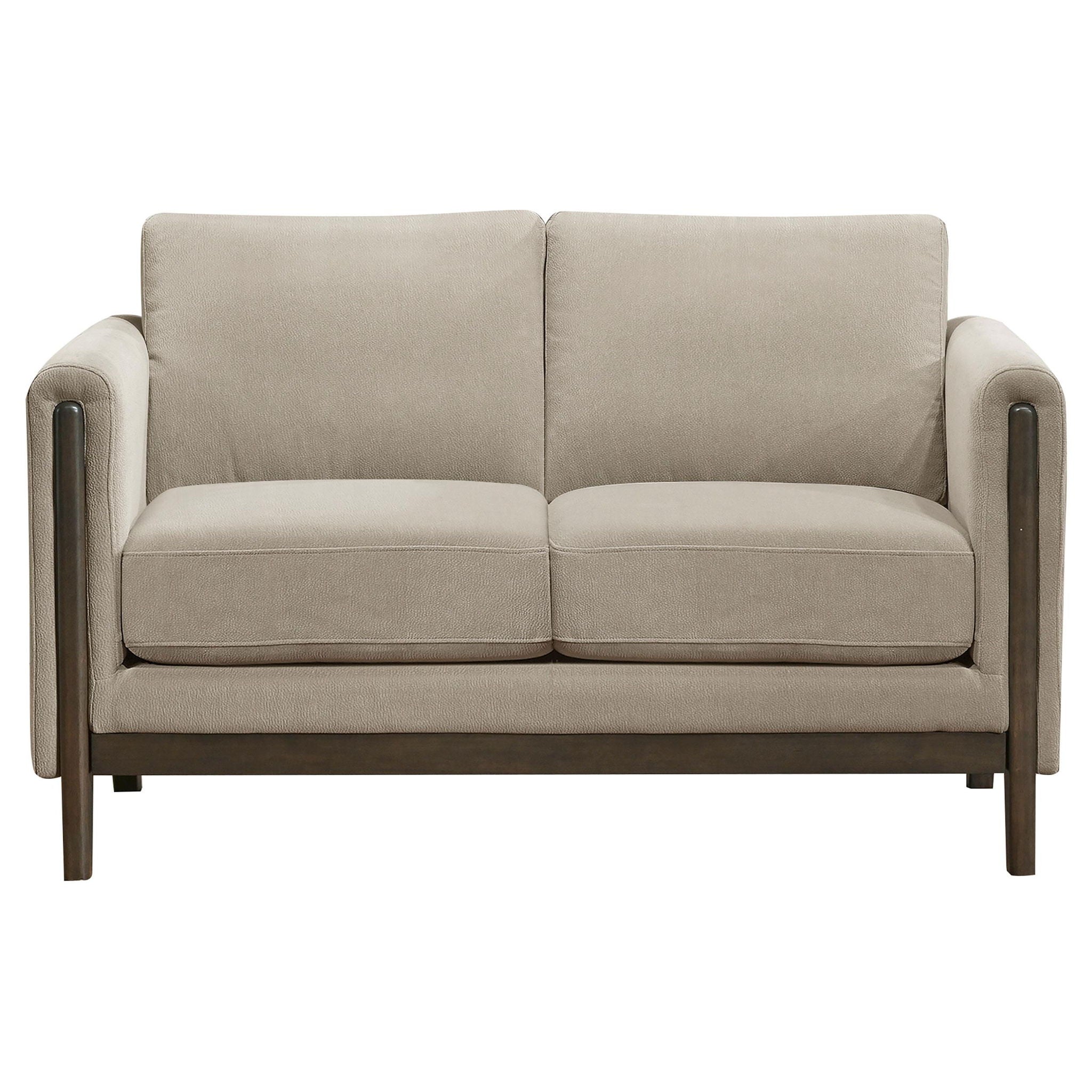 Islington Fabric Upholstered Panel Arm Loveseat Taupe