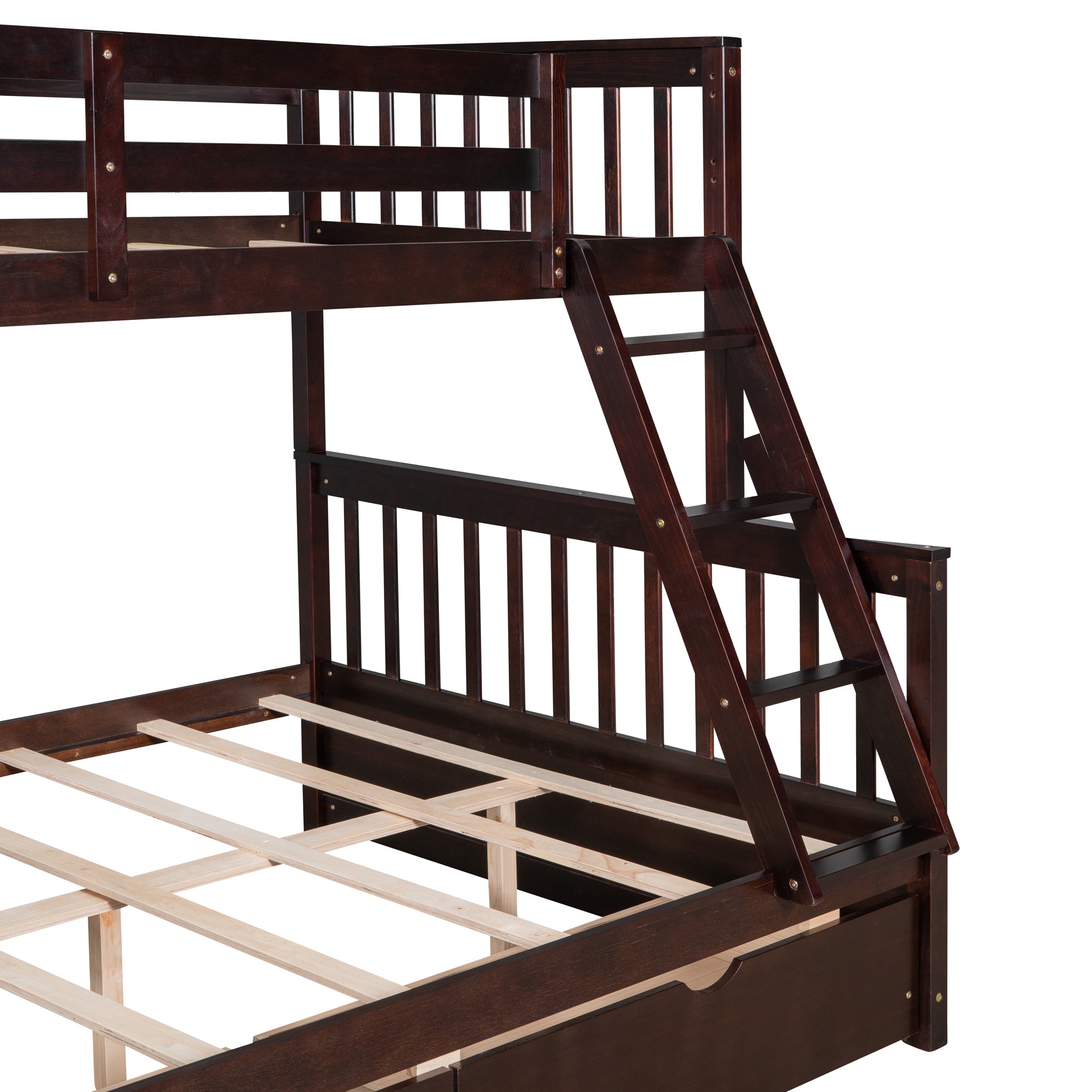 Twin-Over-Full Bunk Bed with Ladders and Two Storage Drawers(Espresso)( old sku:LT000165AAP)
