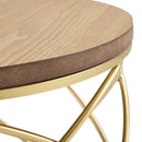 Contemporary Golden Side Table With Top And Metal Frame - Natural / Gold
