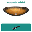 Veined Vessel Sink With Pop Up Drain, Boat Shape Bathroom Sink Above Counter - Gold