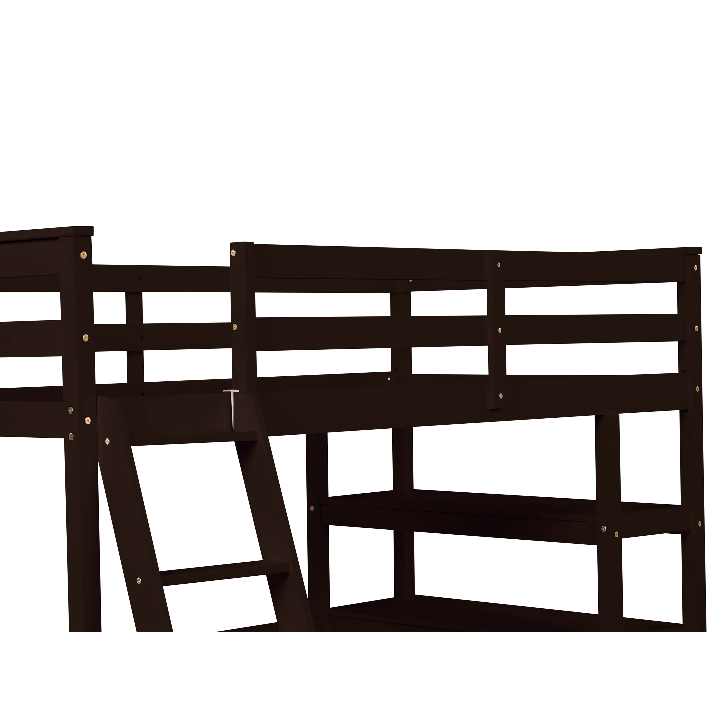Twin Loft Bed with desk,ladder,shelves , Espresso - Atlantic Fine Furniture Melbourne FL