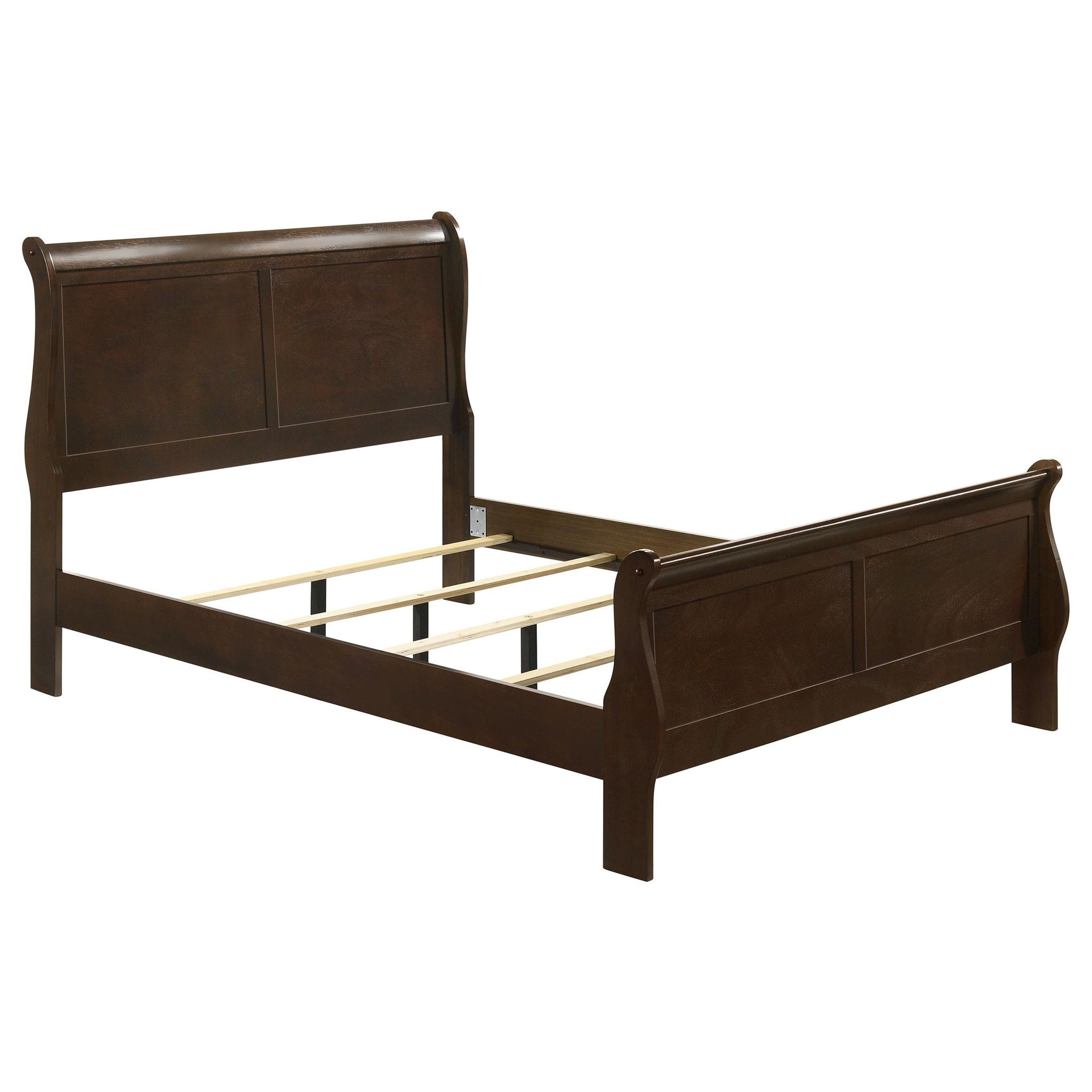 Louis Philippe Wood Full Sleigh Bed Cappuccino