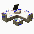 4 Piece Patio Sectional Wicker Rattan Outdoor Furniture Sofa Set With Storage Box