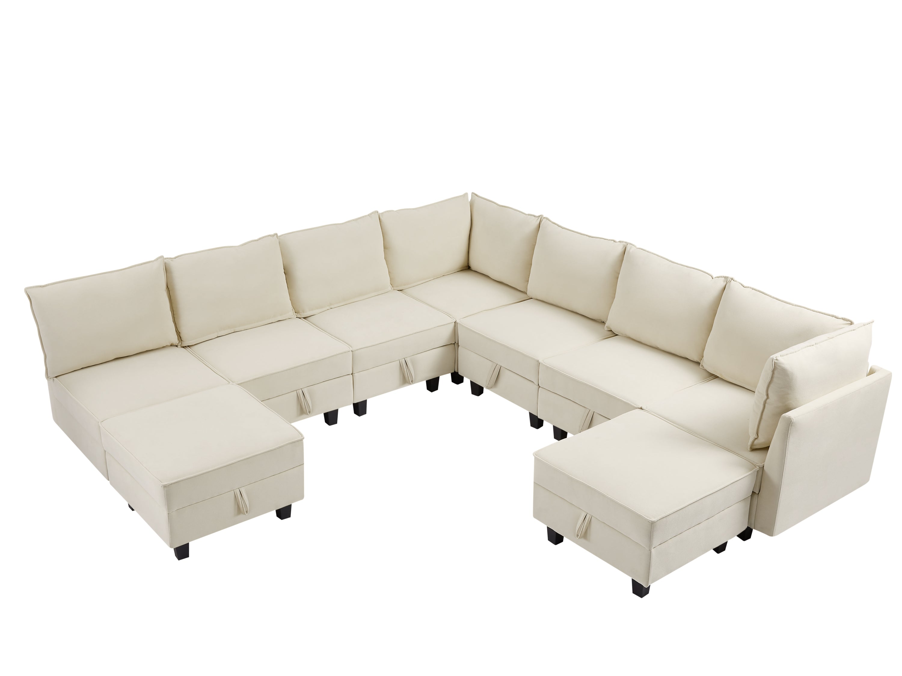 Oversized Modular Sectional Sofa, Chenille U-Shaped Couch with Chaise/Ottoman, 7 Seater Living Room Furniture Sets