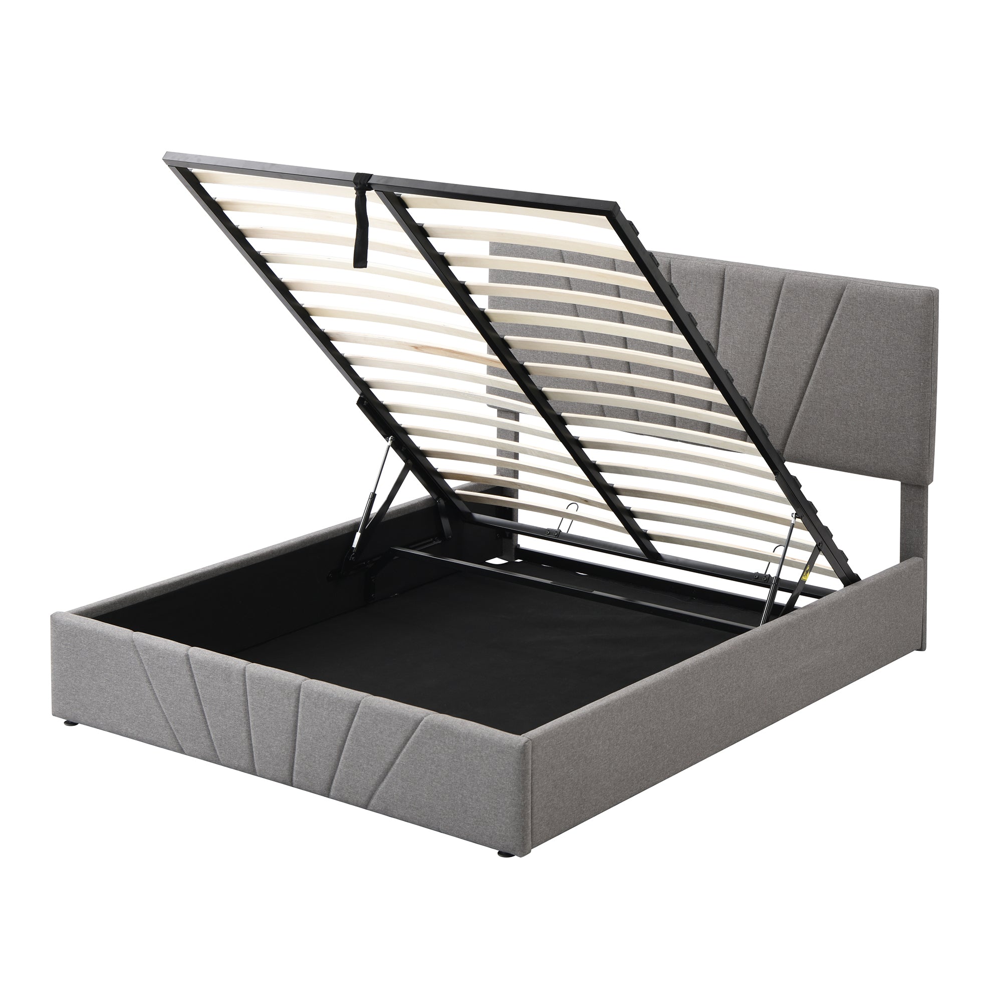 Queen size Upholstered Platform bed with a Hydraulic Storage System - Gray - Atlantic Fine Furniture Melbourne FL