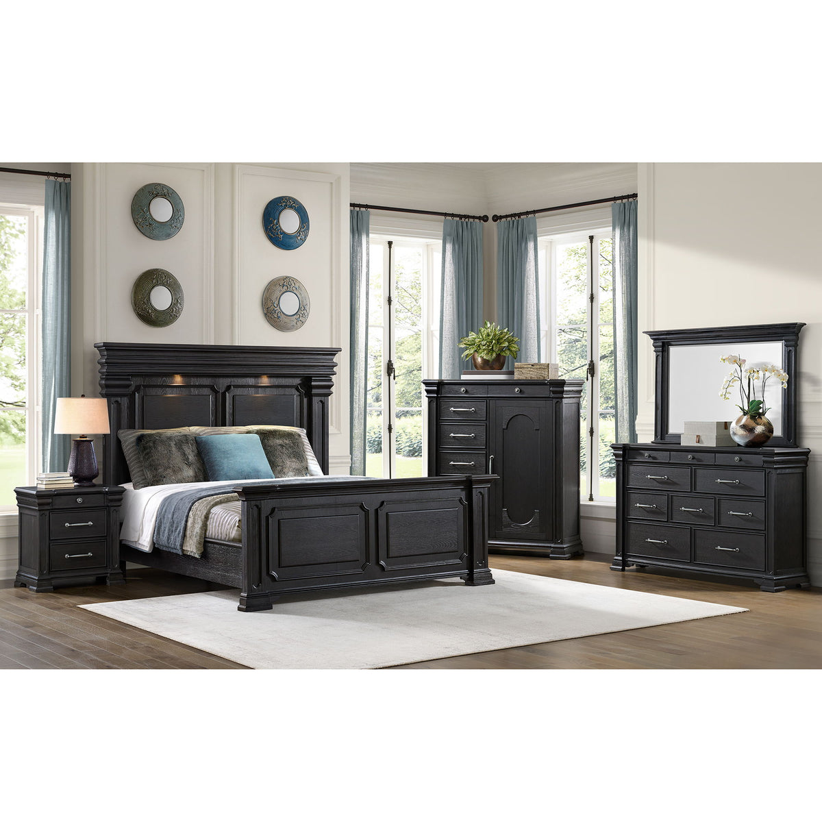 Kings Court 1 Door And 7-Drawer Chest in Black by Elements International, view 12