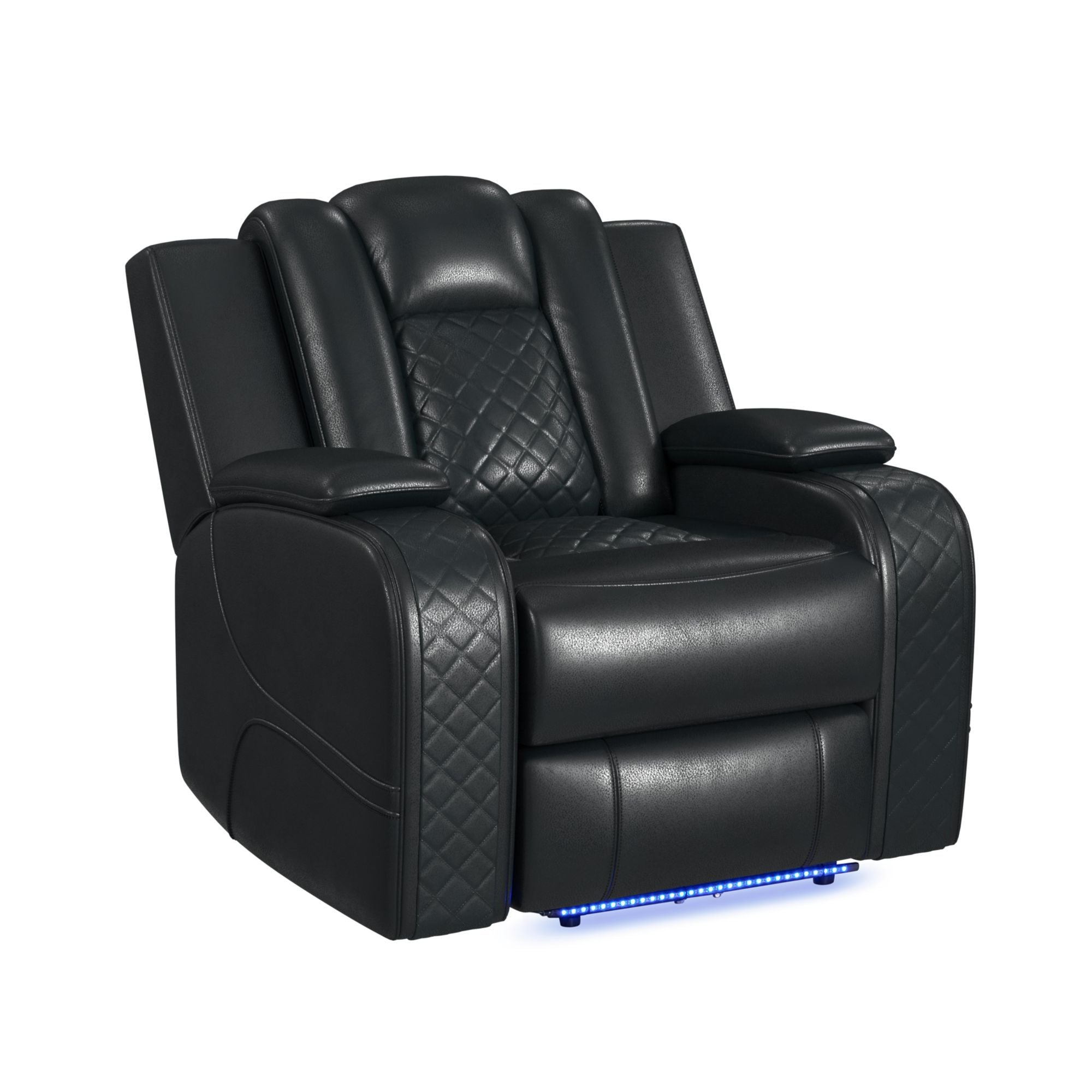 Carlo Power Motion Recliner With Power Headrest, LED in Black by Elements International, view 2
