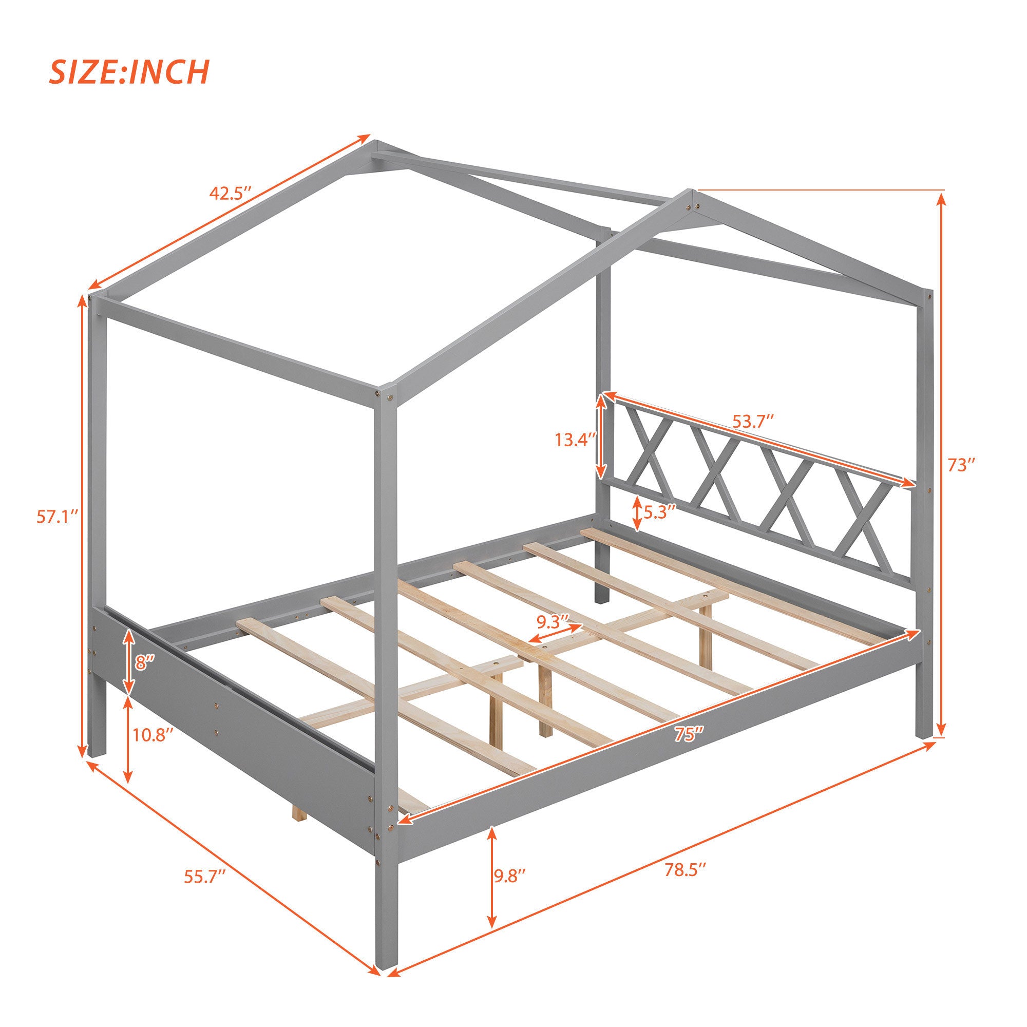 Full Size Wood House Bed with Storage Space, Gray (OLD SKU :LP000002AAE) - Atlantic Fine Furniture Melbourne FL