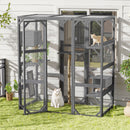 Outdoor Cat House, Diy Cat Enclosure Catio With Double Enter Doors