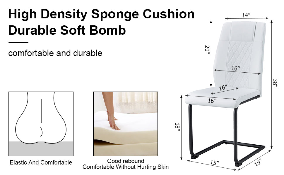 Modern dining chairs with faux leather upholstered seats - dining room chairs with metal legs, suitable for kitchen, living room, bedroom, dining room side chairs, set of 6 pieces (white+PU leather)