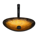 Veined Vessel Sink With Pop Up Drain, Boat Shape Bathroom Sink Above Counter - Gold