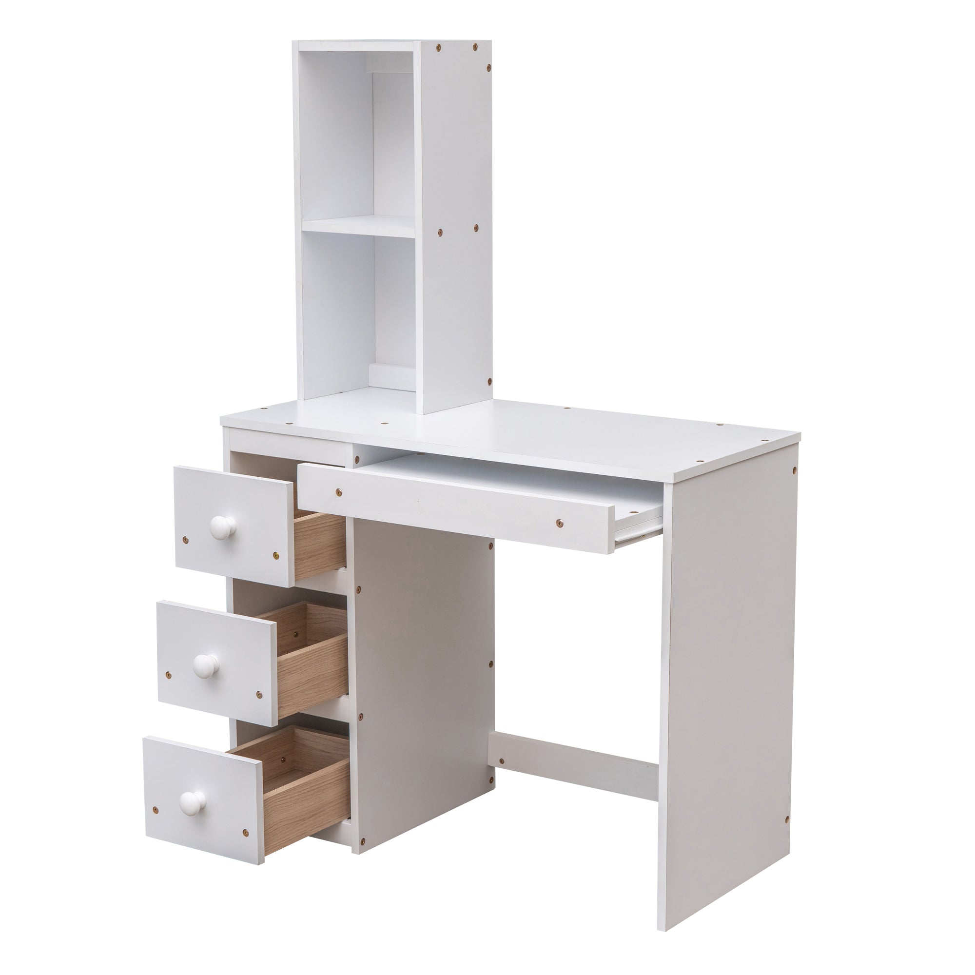 Twin Size Loft Bed with a Stand-alone Bed, Storage Staircase, Desk, Shelves and Drawers, White - Atlantic Fine Furniture Melbourne FL