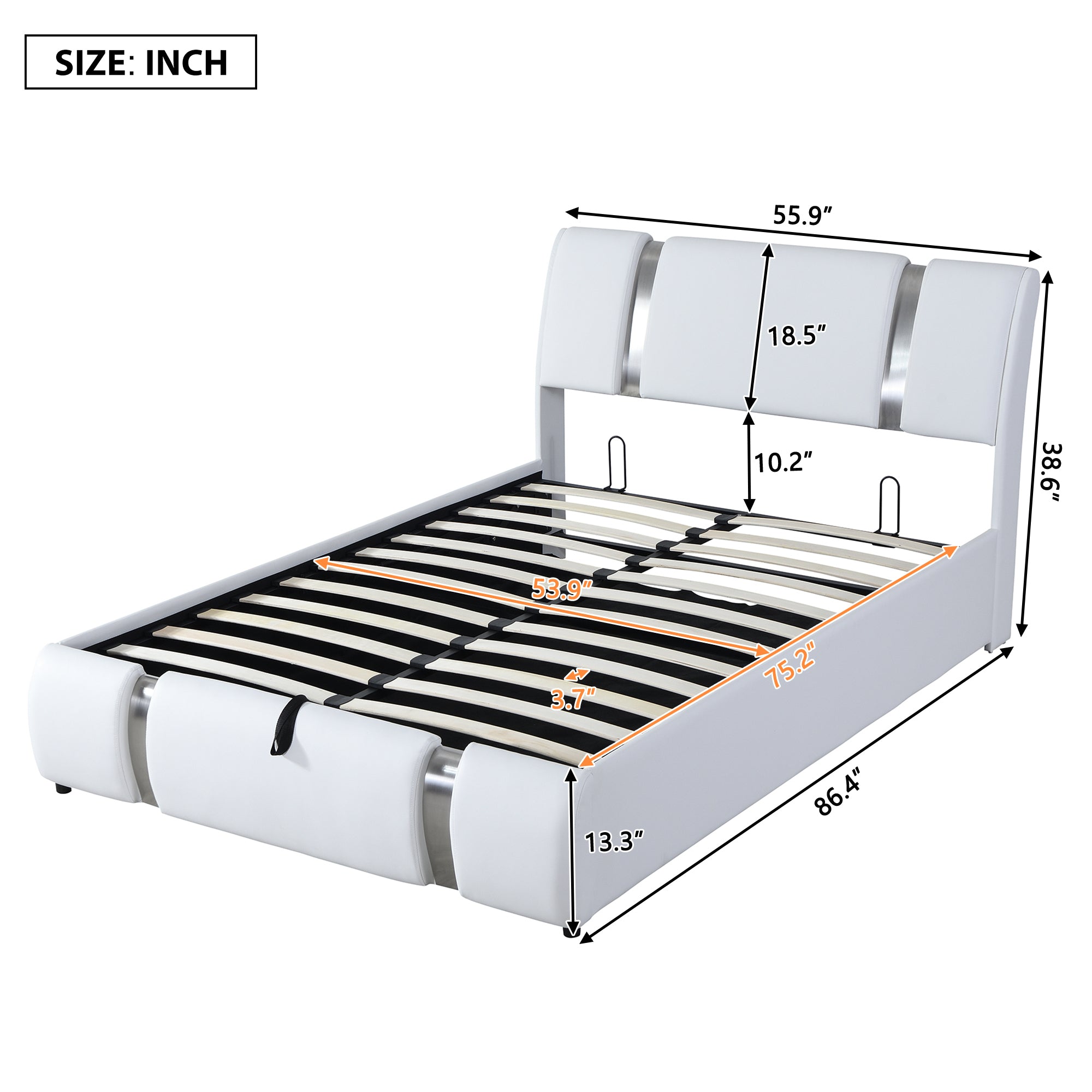 Full Size Upholstered Faux Leather Platform bed with a Hydraulic Storage System, White - Atlantic Fine Furniture Melbourne FL
