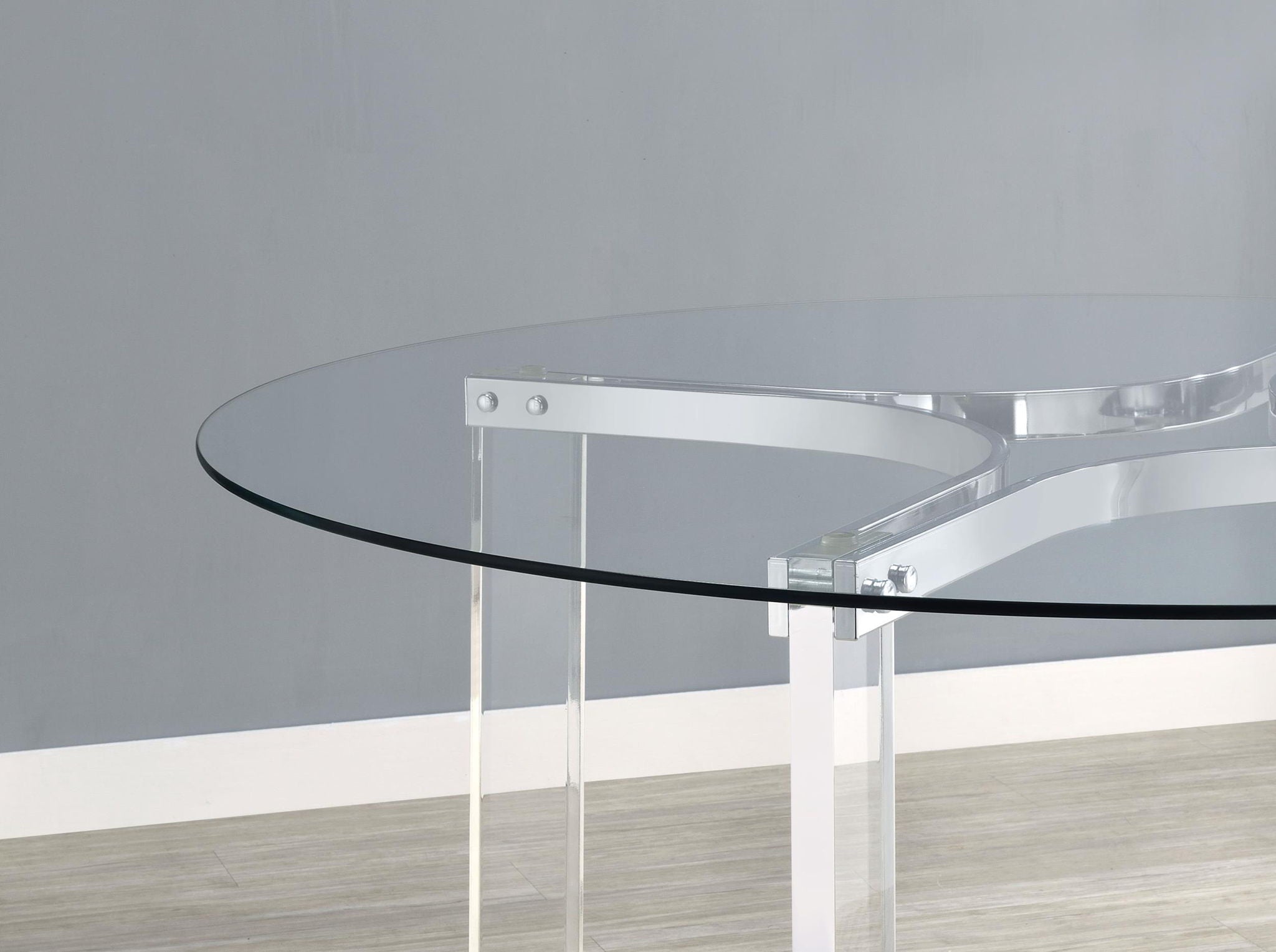 Keeling 47-inch Round Glass Top Acrylic Dining Table Chrome - Atlantic Fine Furniture Melbourne FL